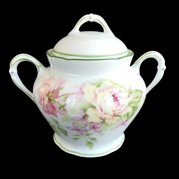 Vintage Bernardaud Sugar Bowl with Lid Eugenie de Montijo Limoges France - Picture 1 of 8